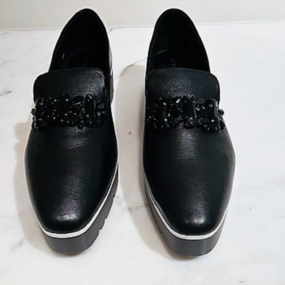 Karl Lagerfeld Paris Bri Platform Canvas Loafers Black Size 8.5 M NWOT NO BOX